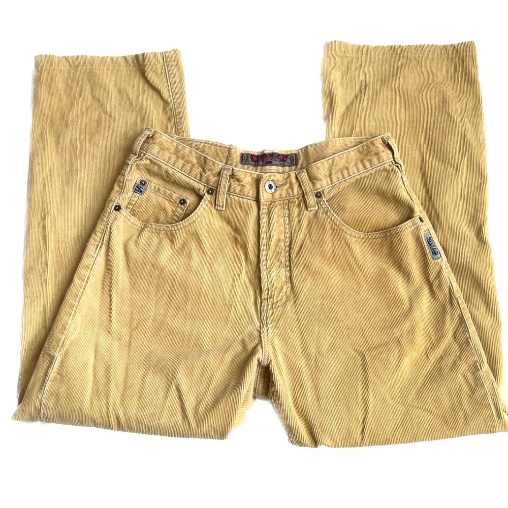 Vintage Silver Jeans Pants Size 29 Gold Yellow Corduroy Staight Leg Mid Rise - Picture 4 of 11